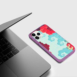 Чехол iPhone 11 Pro матовый Пиксельный цветочный паттерн, цвет: 3D-фиолетовый — фото 2