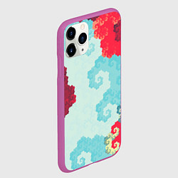 Чехол iPhone 11 Pro матовый Пиксельный цветочный паттерн, цвет: 3D-фиолетовый — фото 2
