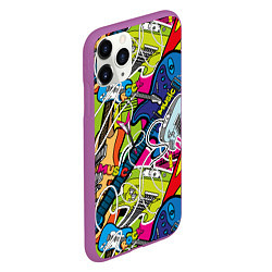 Чехол iPhone 11 Pro матовый Guitars - pop art pattern, цвет: 3D-фиолетовый — фото 2