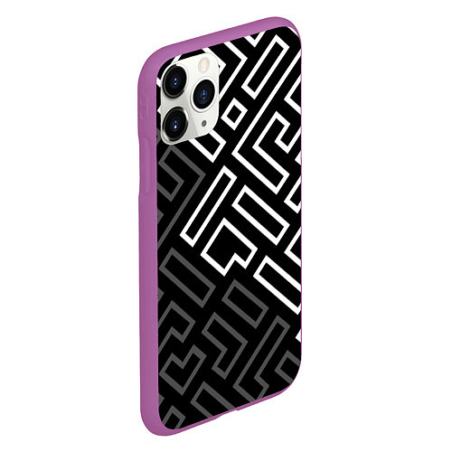 Чехол iPhone 11 Pro матовый Черно белый лабиринт / 3D-Фиолетовый – фото 2