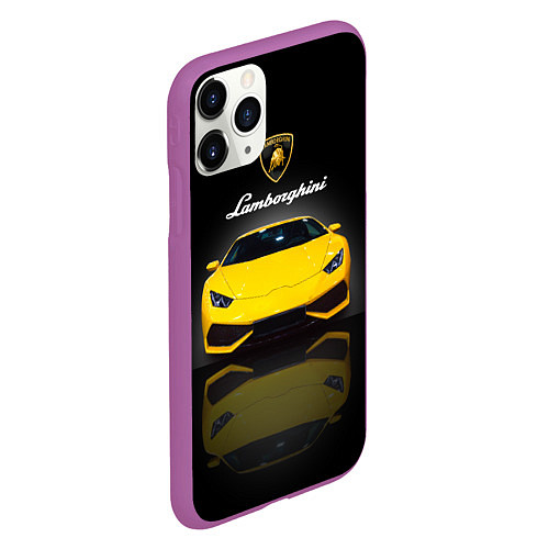 Чехол iPhone 11 Pro матовый Итальянский суперкар Lamborghini Aventador / 3D-Фиолетовый – фото 2