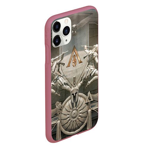 Чехол iPhone 11 Pro матовый Знаки братства ассасинов / 3D-Малиновый – фото 2