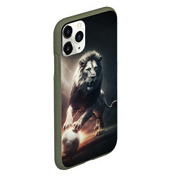Чехол iPhone 11 Pro матовый Лев с футбольным мячом, цвет: 3D-темно-зеленый — фото 2
