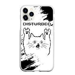 Чехол iPhone 11 Pro матовый Disturbed рок кот на светлом фоне, цвет: 3D-белый