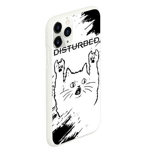 Чехол iPhone 11 Pro матовый Disturbed рок кот на светлом фоне / 3D-Белый – фото 2