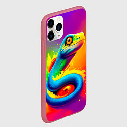 Чехол iPhone 11 Pro матовый Змейка в красках, цвет: 3D-малиновый — фото 2