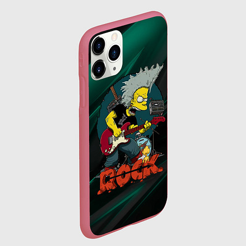 Чехол iPhone 11 Pro матовый Rock music Simpsons / 3D-Малиновый – фото 2