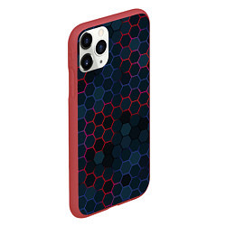 Чехол iPhone 11 Pro матовый Соты с красным и синим, цвет: 3D-красный — фото 2