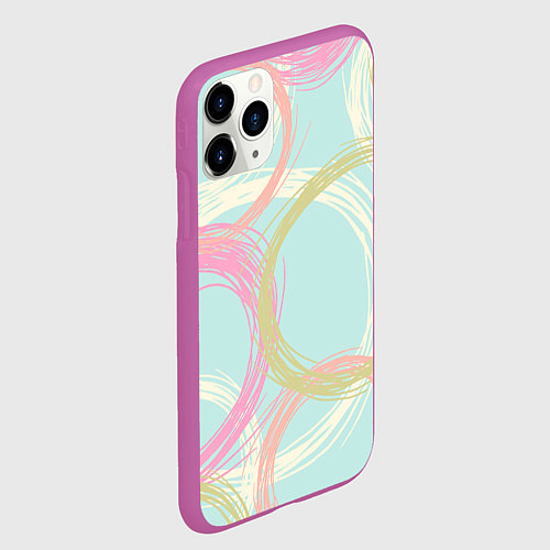 Чехол iPhone 11 Pro матовый Текстура из светлых колец / 3D-Фиолетовый – фото 2