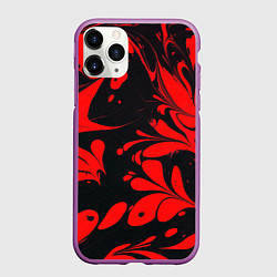 Чехол iPhone 11 Pro матовый Красно-черный узор, цвет: 3D-фиолетовый