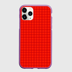 Чехол iPhone 11 Pro матовый Оранжево-красный клетчатый узор, цвет: 3D-фиолетовый