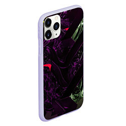 Чехол iPhone 11 Pro матовый Фиолетовая текстура с зелеными вставками, цвет: 3D-светло-сиреневый — фото 2