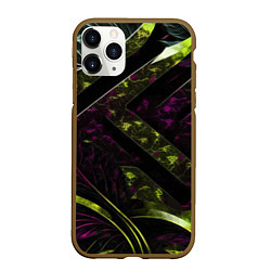 Чехол iPhone 11 Pro матовый Темные фиолетовые и зеленые вставки, цвет: 3D-коричневый