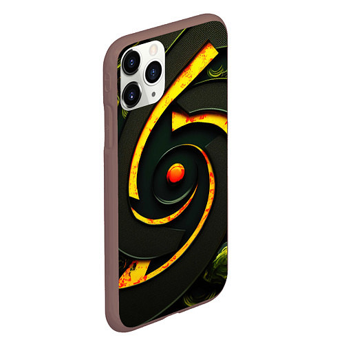 Чехол iPhone 11 Pro матовый Круговорот текстур / 3D-Коричневый – фото 2