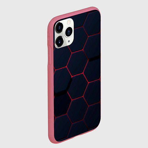 Чехол iPhone 11 Pro матовый Светящиеся стальная броня / 3D-Малиновый – фото 2