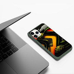 Чехол iPhone 11 Pro матовый Зеленая абстракция, цвет: 3D-темно-зеленый — фото 2