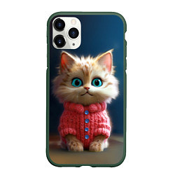 Чехол iPhone 11 Pro матовый Котик в розовом свитере