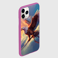 Чехол iPhone 11 Pro матовый Орел с мечом в облаках на закате, цвет: 3D-фиолетовый — фото 2