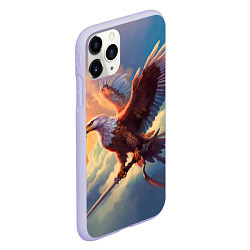 Чехол iPhone 11 Pro матовый Орел с мечом в облаках на закате, цвет: 3D-светло-сиреневый — фото 2