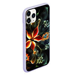 Чехол iPhone 11 Pro матовый Абстрактные цветы, цвет: 3D-светло-сиреневый — фото 2