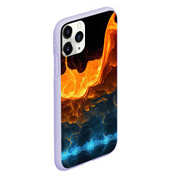 Чехол iPhone 11 Pro матовый Лава и вода, цвет: 3D-светло-сиреневый — фото 2