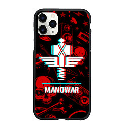 Чехол iPhone 11 Pro матовый Manowar rock glitch, цвет: 3D-черный