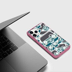 Чехол iPhone 11 Pro матовый Абстракция машина, цвет: 3D-малиновый — фото 2