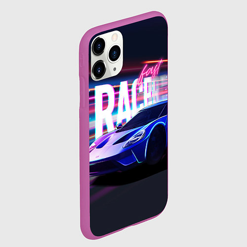 Чехол iPhone 11 Pro матовый Fast racer / 3D-Фиолетовый – фото 2