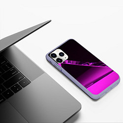 Чехол iPhone 11 Pro матовый Фиолетовая мрачная геометрическая фигура, цвет: 3D-светло-сиреневый — фото 2