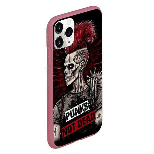 Чехол iPhone 11 Pro матовый Punks not dead / 3D-Малиновый – фото 2