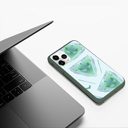 Чехол iPhone 11 Pro матовый Луна в треугольнике, цвет: 3D-темно-зеленый — фото 2