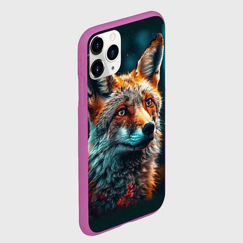 Чехол iPhone 11 Pro матовый Лисица фотореализм / 3D-Фиолетовый – фото 2