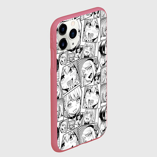 Чехол iPhone 11 Pro матовый Anime hentai ahegao / 3D-Малиновый – фото 2