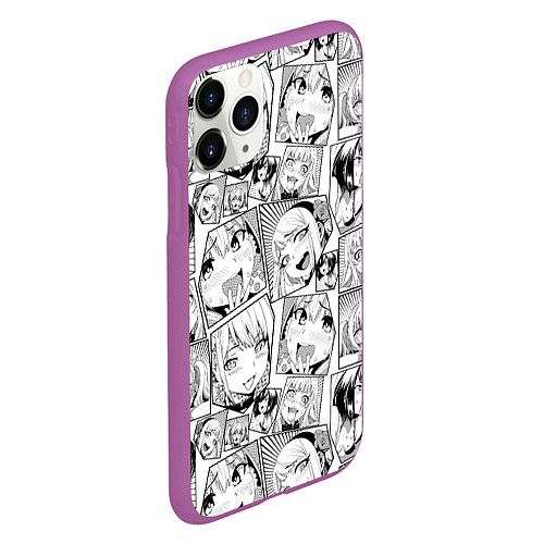 Чехол iPhone 11 Pro матовый Anime hentai ahegao / 3D-Фиолетовый – фото 2