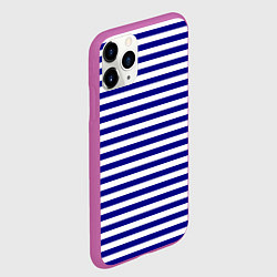 Чехол iPhone 11 Pro матовый Тельняшка синяя ВМФ, цвет: 3D-фиолетовый — фото 2