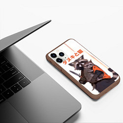 Чехол iPhone 11 Pro матовый Аниме Енот и Кот, цвет: 3D-коричневый — фото 2