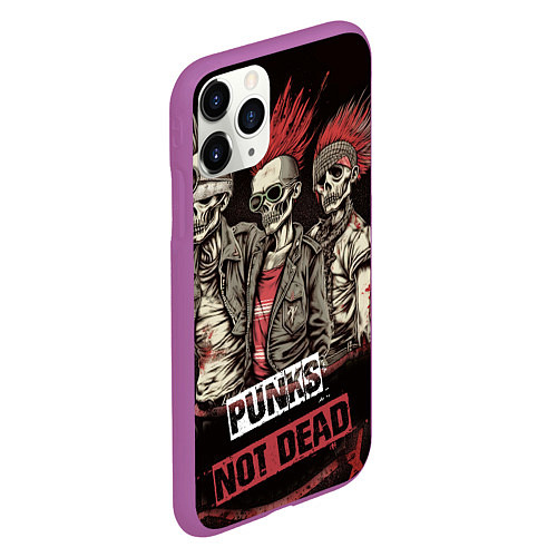 Чехол iPhone 11 Pro матовый Punks not dead / 3D-Фиолетовый – фото 2