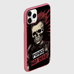 Чехол iPhone 11 Pro матовый Панк скелет, цвет: 3D-малиновый — фото 2