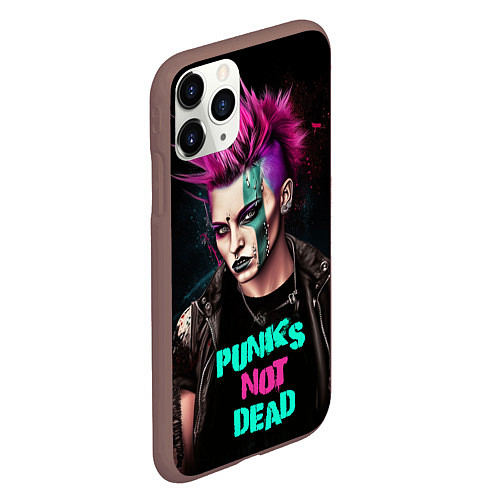 Чехол iPhone 11 Pro матовый Девушка панк / 3D-Коричневый – фото 2