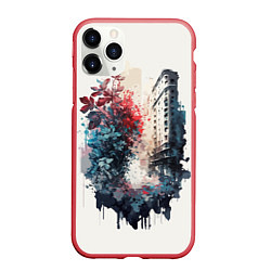 Чехол iPhone 11 Pro матовый Цветы в Москве - коллекция Бело-сине-красный - Хуф