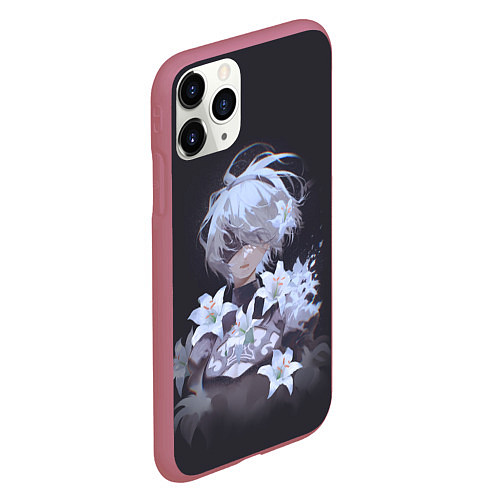 Чехол iPhone 11 Pro матовый 2В с цветами / 3D-Малиновый – фото 2