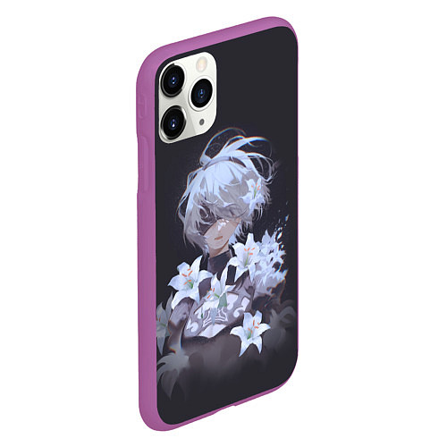 Чехол iPhone 11 Pro матовый 2В с цветами / 3D-Фиолетовый – фото 2