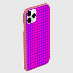 Чехол iPhone 11 Pro матовый Малиновый неоновый клетчатый узор, цвет: 3D-малиновый — фото 2