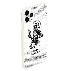 Чехол iPhone 11 Pro матовый Iron Maiden с потертостями на светлом фоне, цвет: 3D-белый — фото 2