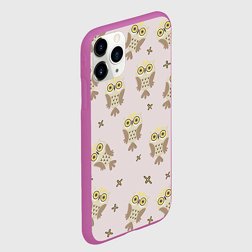 Чехол iPhone 11 Pro матовый Сова и знак плюс / 3D-Фиолетовый – фото 2
