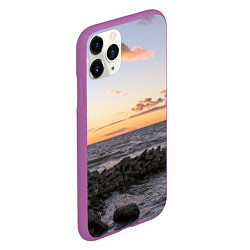 Чехол iPhone 11 Pro матовый Закат солнца на Финском заливе, цвет: 3D-фиолетовый — фото 2