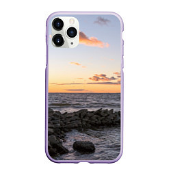 Чехол iPhone 11 Pro матовый Закат солнца на Финском заливе