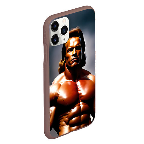 Чехол iPhone 11 Pro матовый Арнольд Шварценеггер железный арни / 3D-Коричневый – фото 2