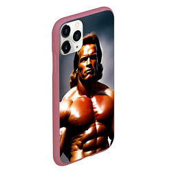 Чехол iPhone 11 Pro матовый Арнольд Шварценеггер железный арни, цвет: 3D-малиновый — фото 2