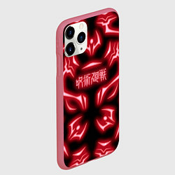 Чехол iPhone 11 Pro матовый Магическая битва светящиеся Знаки Сукуны, цвет: 3D-малиновый — фото 2